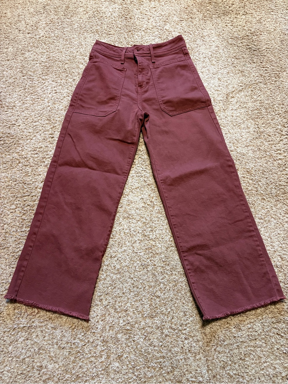 Just Black Women’s Dark Rust Red High-Rise Straight Cropped Jeans